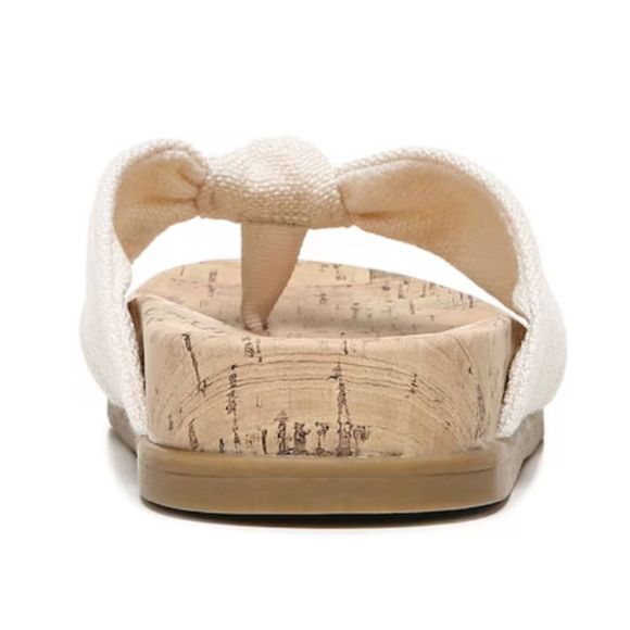 Life Stride Happy Slip On Cork Thong Sandals 11W Linen Cream Tan Flip Flop NIB - Picture 6 of 7